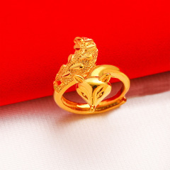 2010 New Gold-Plated Brass Fox Ring Live Streaming Dropshipping Gold Ring Fashion Accessory