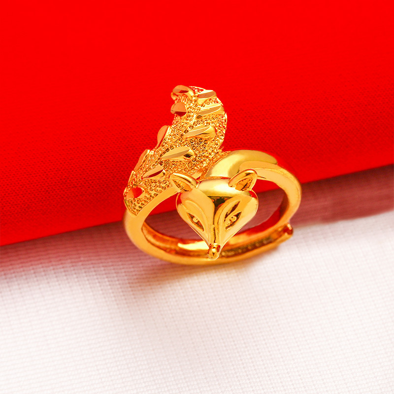 2010 New Armored Gold Ring Brass Vacuum Gold Plated Fox Ring Live Generation Gold Ring Fashion Jewelry