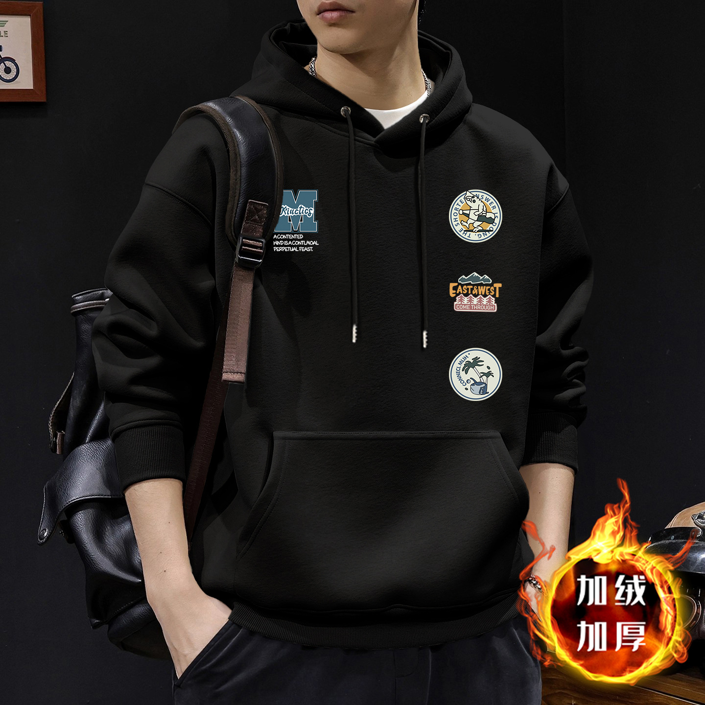 Suéter masculino primavera y otoño cuello redondo chaqueta de manga larga marca de moda americana impresión deportiva juvenil chaqueta pesada