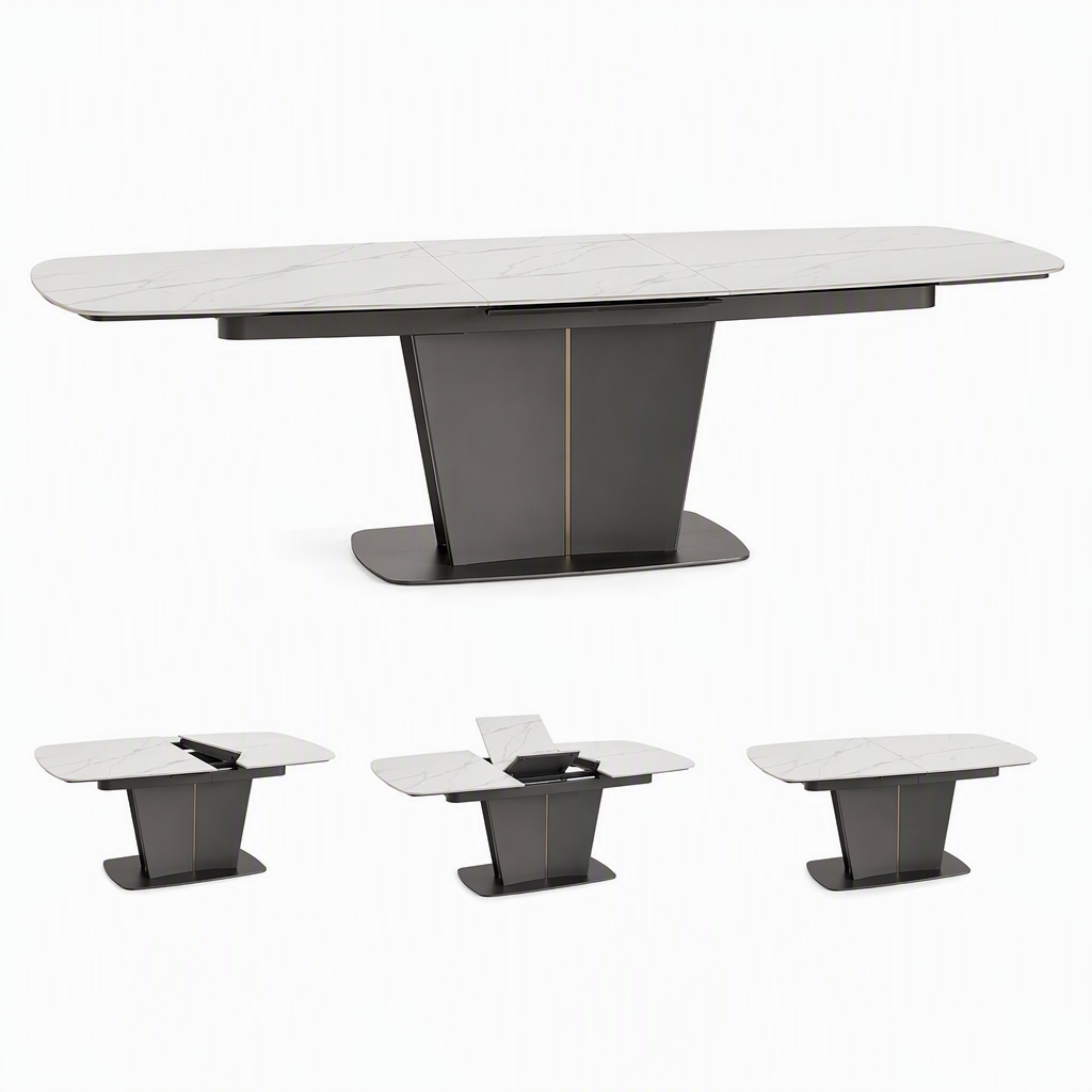 Mesa de Comedor Extensible y Plegable de Placa de Roca, Multifuncional, para Comedor