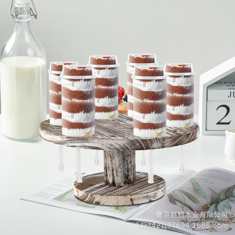Wooden Country Cake Stand Halloween Birthday Party Distressed White Round Dessert Display Cupcake Tower Stand