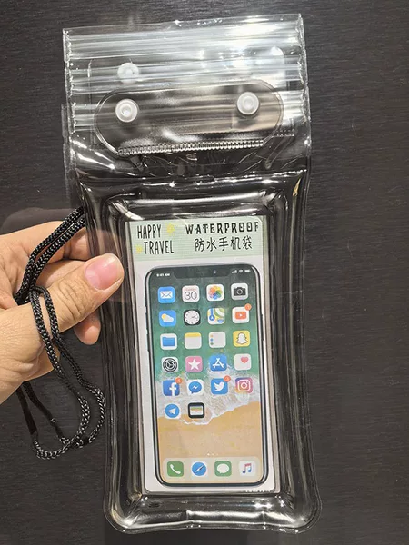 New three-fold velcro mobile phone waterproof bag solid color transparent mobile phone case touch screen swimming large screen PVC brace