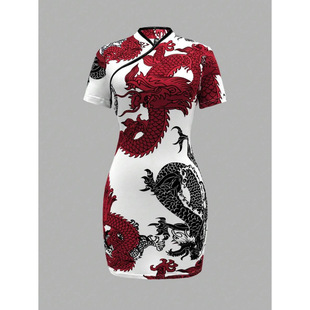 M 49613 Chinese Style Qipao Dress ��ӡ�������B��ȹ�羳��