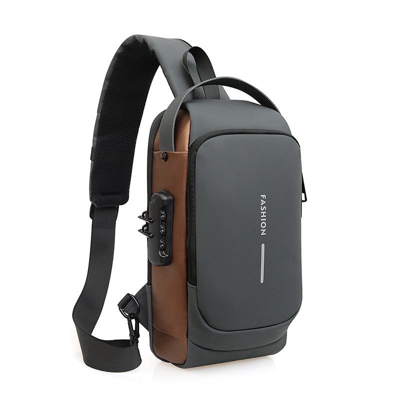 Bolso de pecho de hombre bloqueo de contraseña bolso de ciclismo anti-robo ocio al aire libre correr viaje bolso de cintura de hombro mochila deportiva