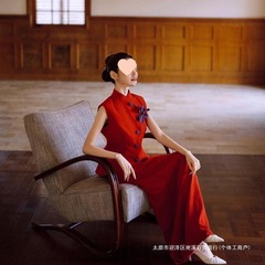 跨境新中式女新娘订婚礼服端庄大气感复古红色旗袍两件套红色套装