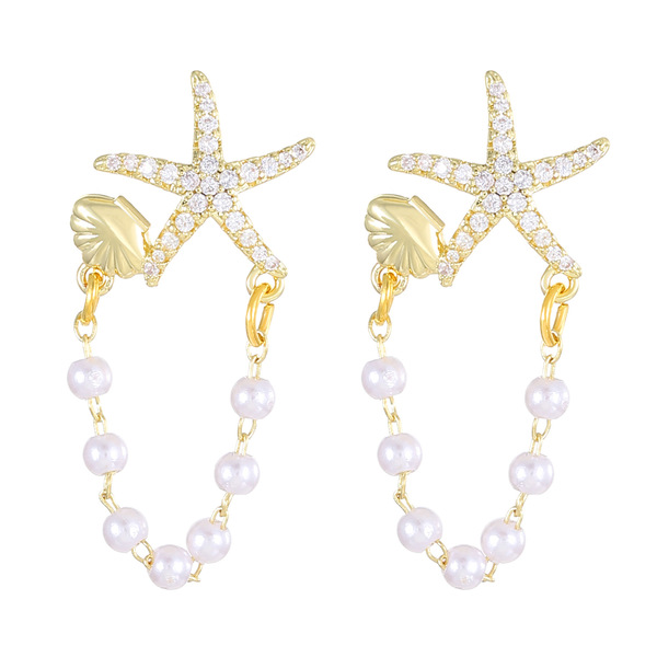 Fashionable universal earrings with tassels from pearl
