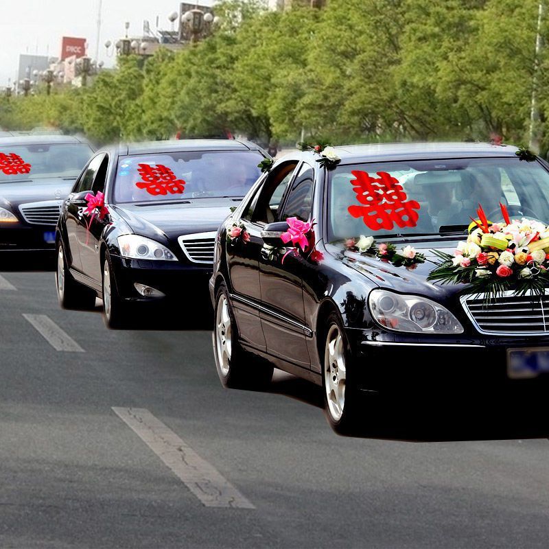 結婚式の車の装飾、明るい結婚式の言葉、結婚式の車のステッカー、結婚式のレイアウト静電ステッカーセット、結婚式用品|undefined
