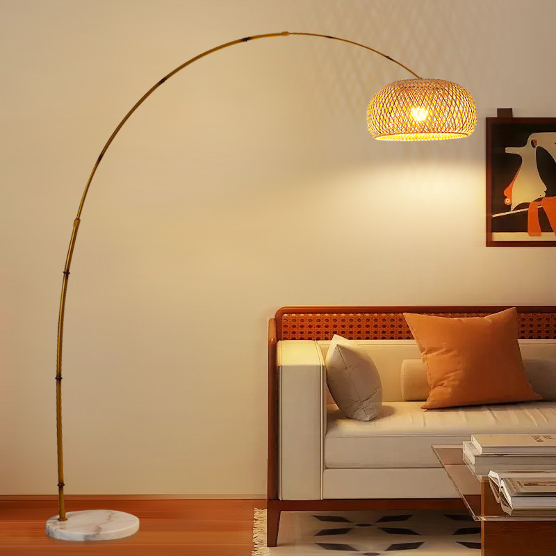 Chinese-Style Floor Lamp for Living Room, Bedroom, Tea Room, Nordic Minimalist Ins Creative Design, Bamboo Woven Standing Fishing Lamp Chinese-Style Floor Lamp for Living Room, Bedroom, Tea Room, Nordic Minimalist Ins Creative Design, Bamboo Woven Standing Fishing Lamp