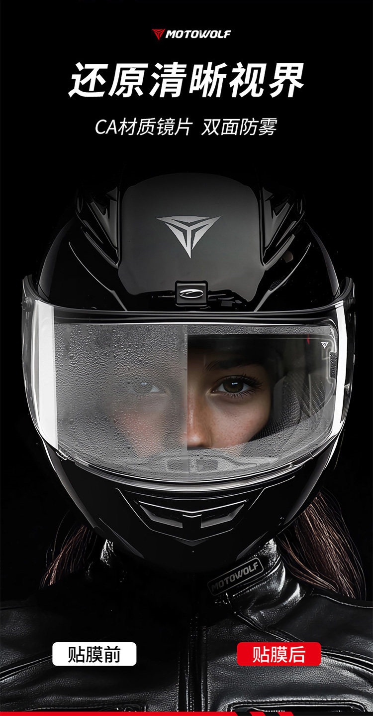 Suitable for MotoWolf motorcycle helmet anti-fog film, electric vehicle high-definition transparent lens film, full-face helmet film