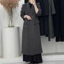 羊毛双面呢大衣女小个子法式收腰毛呢西装外套正肩冬季沙漏