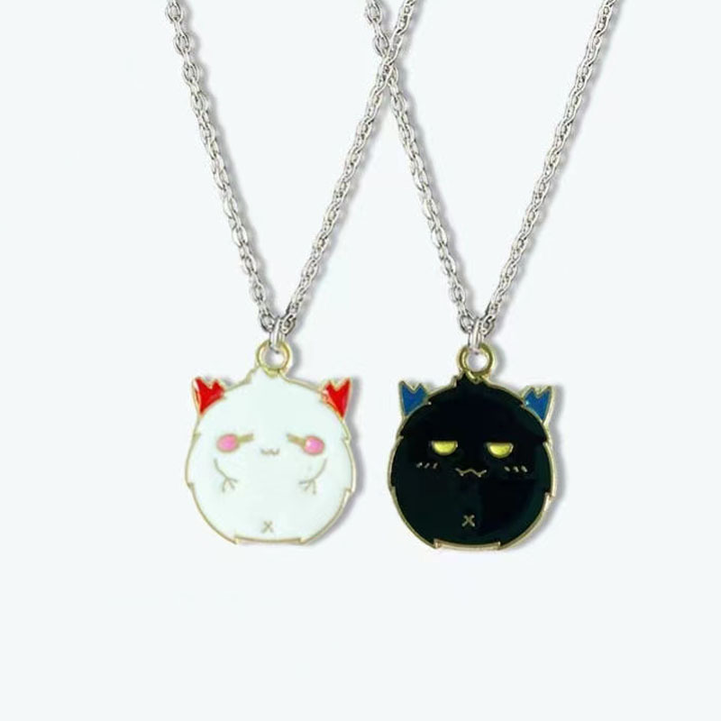 Ny Ins Style Niche Design Halskæde Til Kvinder Koreansk Version Sort Og Hvid Lille Djævel Halloween Par Halskæde, Bedste Ven Nøglebenskæde_voghion.com
