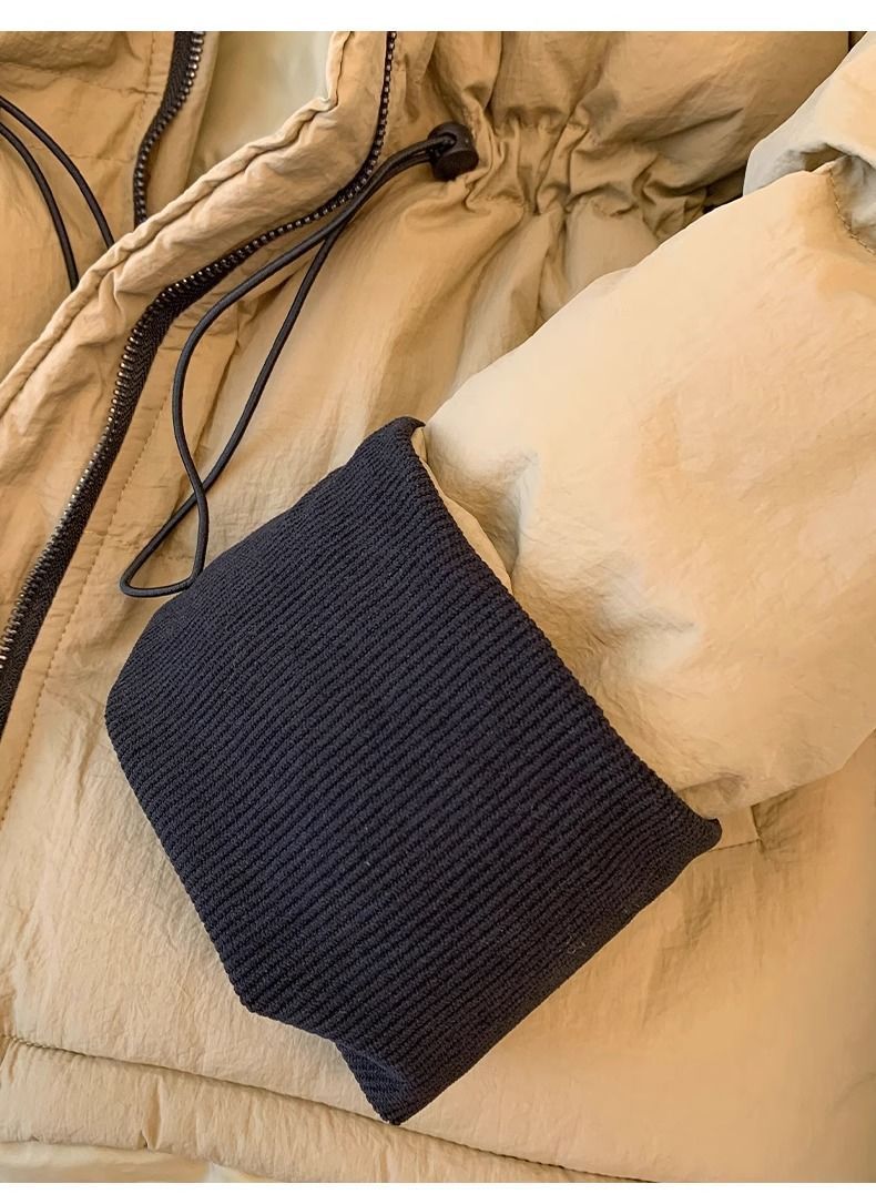 Damenbekleidung Mode Kontrastfarbe Einfache Cord Splicing Parka Warme Baumwolljacke_voghion.com