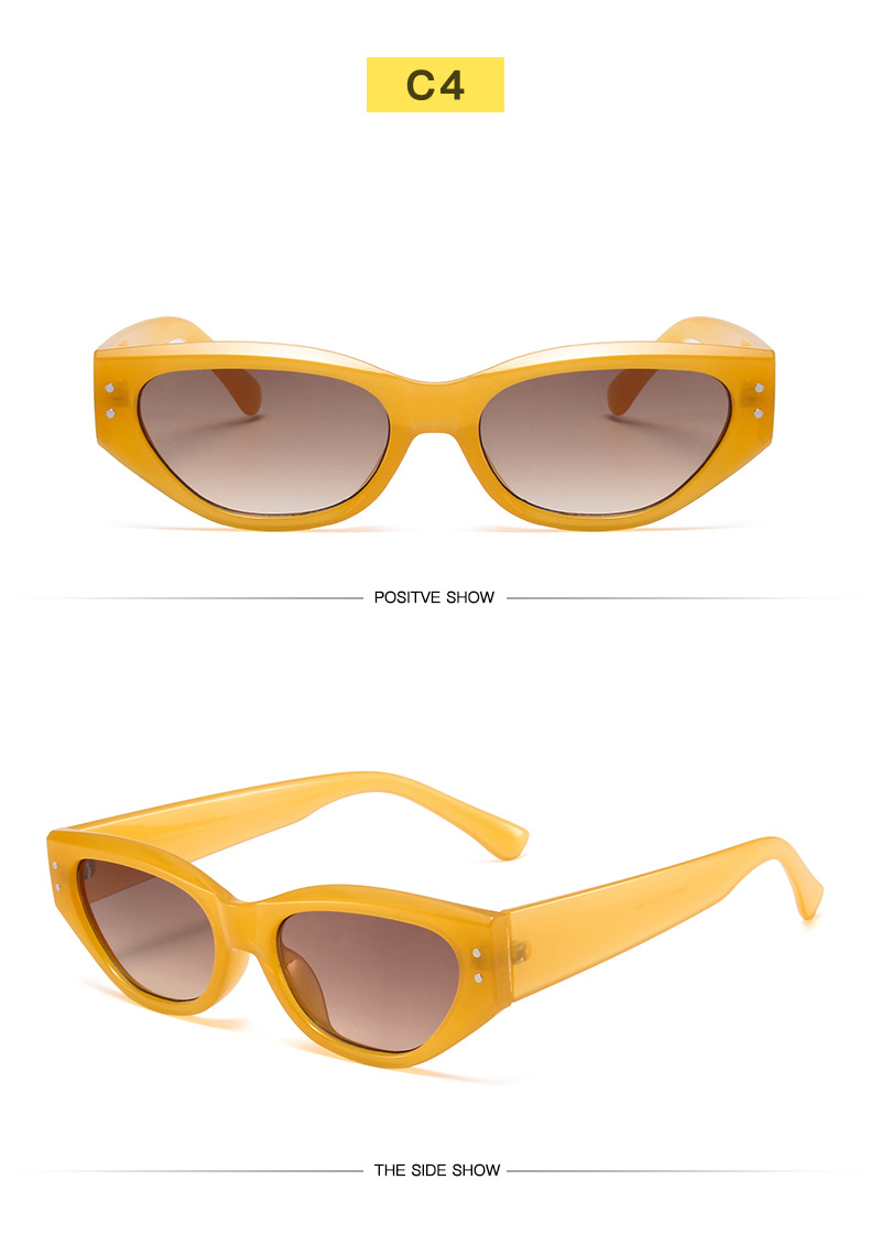 Retro Solid Color Ac Cat Eye Full Frame Women's Sunglasses display picture 7