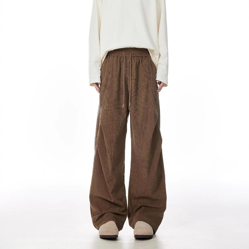 Linen Pants for Men - Winter Fleece Lined and Thickened, Streetwear Brand, Loose Straight Leg, Casual