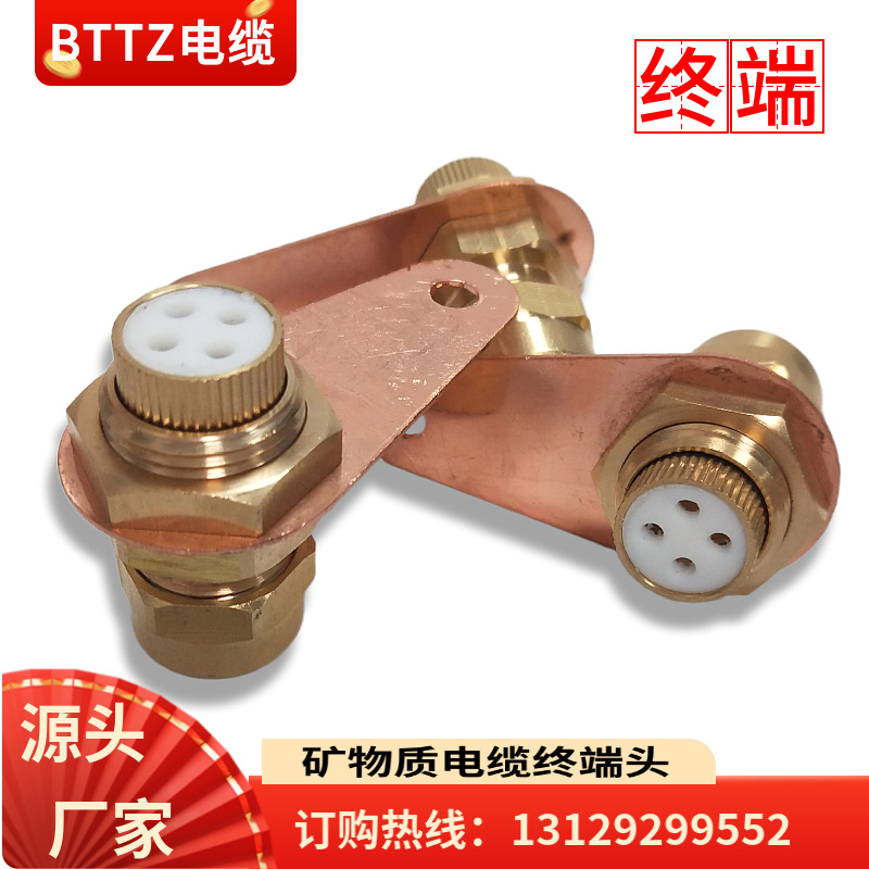 矿物质电缆终端头BTTZ铜接头BTTVZ刚性防火绝缘接地卡4x25+1平方