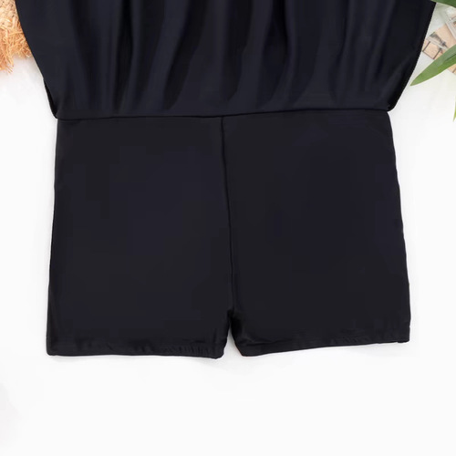 Solid Color One-Piece Swimsuit with Built-in Bottom to Prevent Exposure, Women's High-Waisted Cover-Belly Slimming Swim Dress Bottom, Bikini-Style Skirt