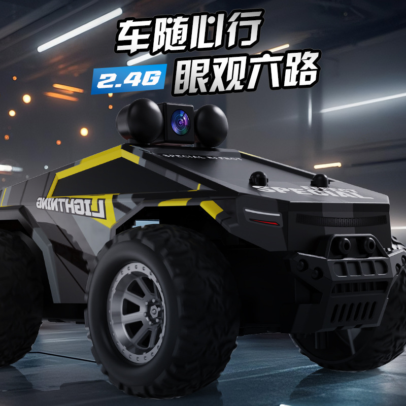 New 2.4g with Aerial Photography Remote Control Car 1:28 High-Speed Drift Off-Road Climbing Pickup Truck Toy Classy Black Technology