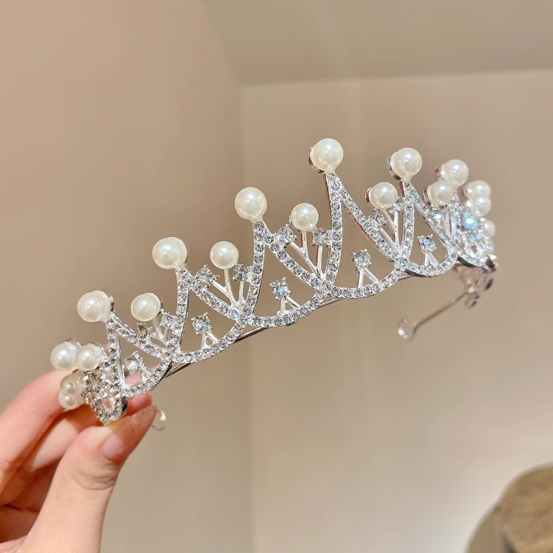 Princesa corona tocado para niños de alta calidad diadema de perlas diadema para niñas corona de cumpleaños para niñas horquilla para bebés