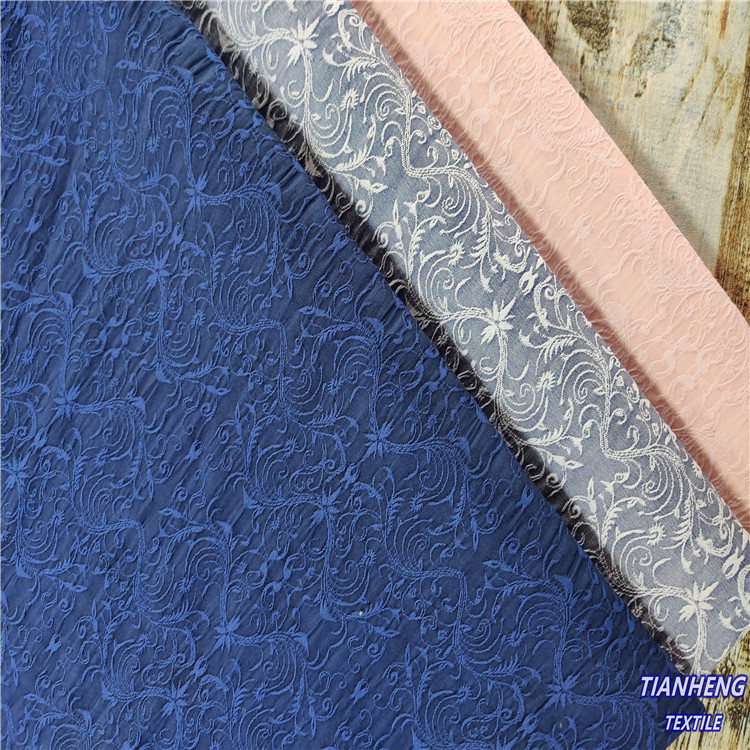 现货人棉混纺几何梭织提花布时尚裤装外套连衣裙服饰DIY手作面料