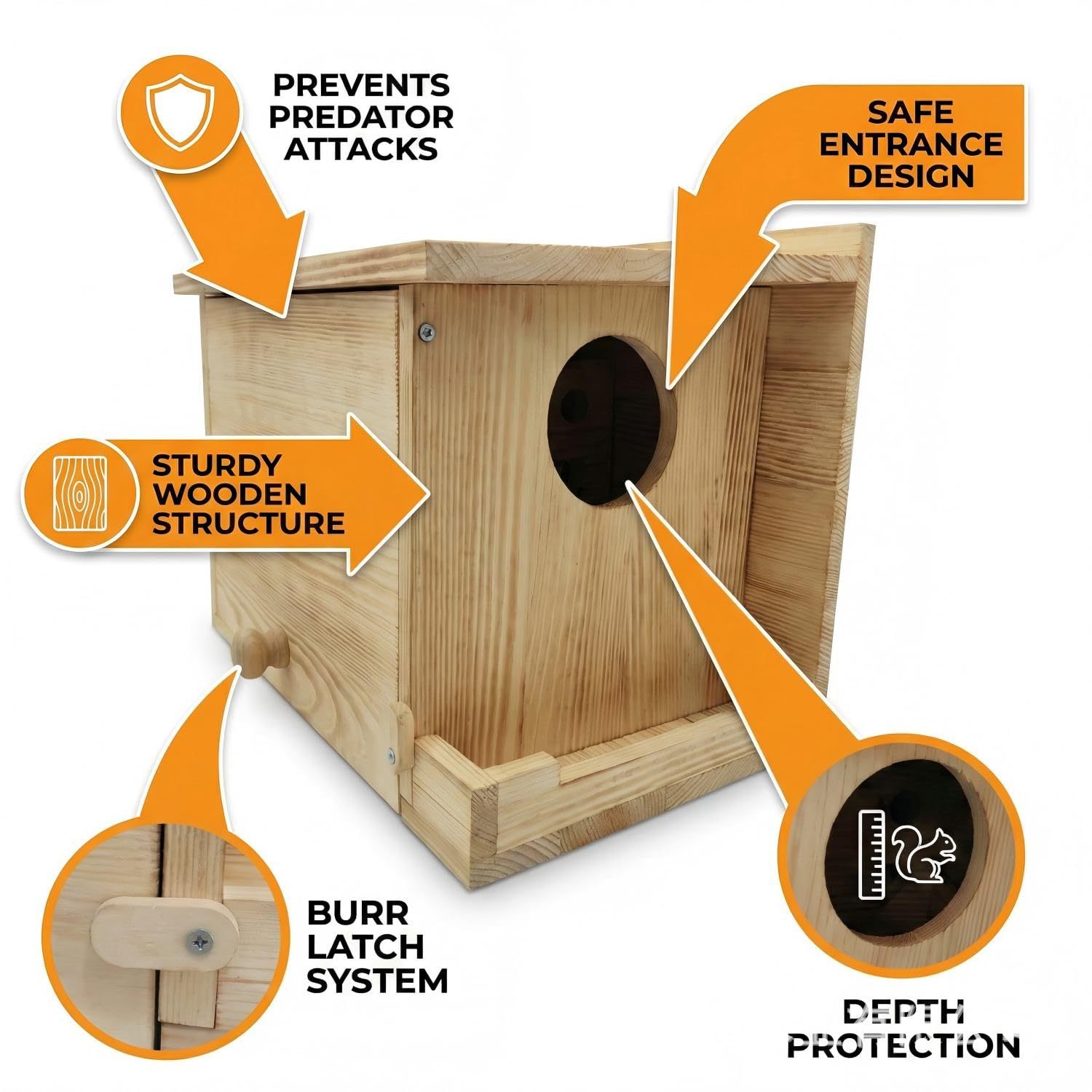 Wooden squirrel nest outdoor garden wall-mounted pet feeder hamster parrot breeding box squirrel habitat 4