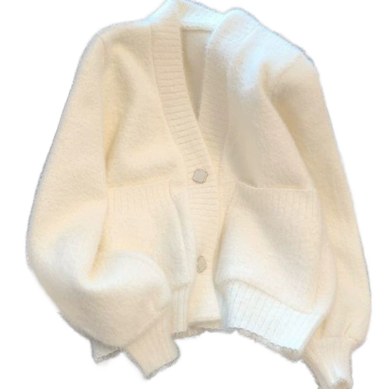 Вязаная демисезонная куртка, милый кардиган, oversize