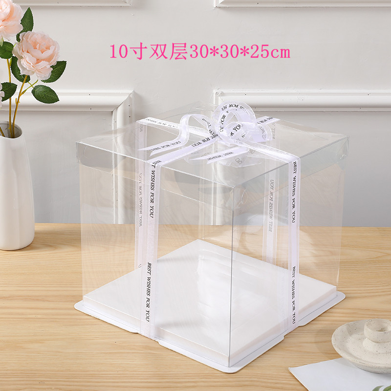 Caja de pastel transparente 4 pulgadas 6 pulgadas 8 pulgadas 10 pulgadas 12 pulgadas sola doble capa mayor cumpleaños hornear embalaje caja de pastel al por mayor