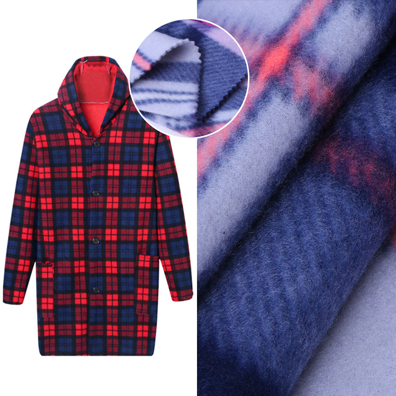 厂家直供 全涤摇粒绒 114F精细定位印花 秋冬休闲服装卫衣面料