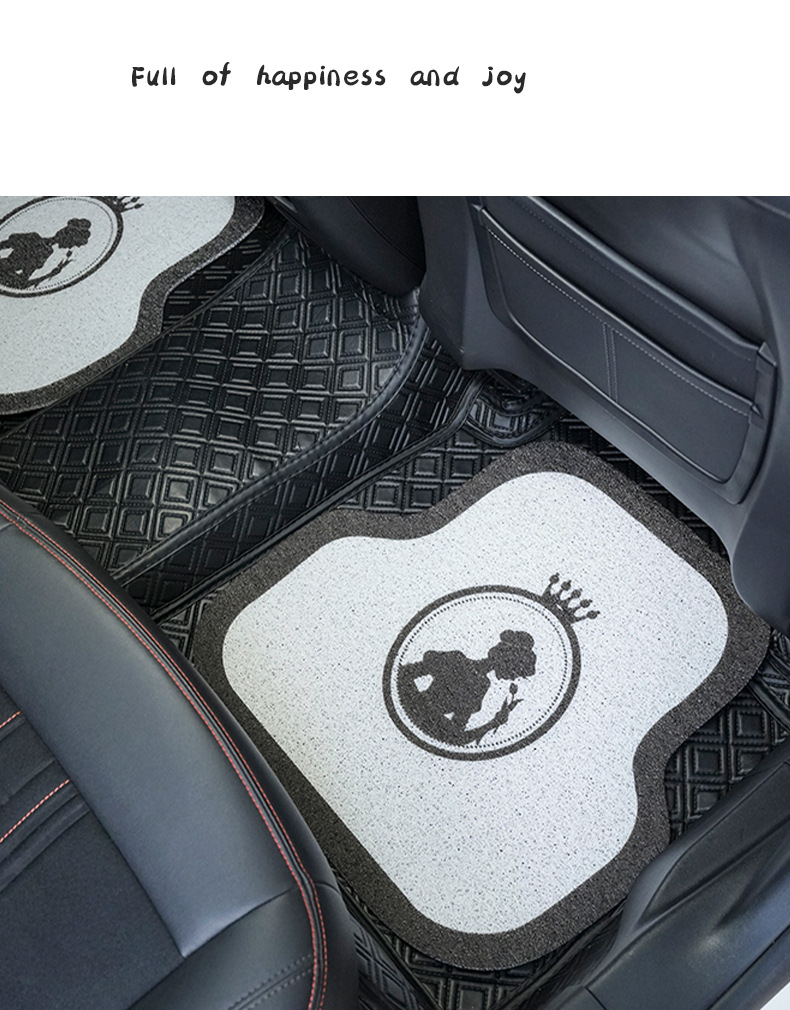 Car Mat Silk Ring Crown Printing Anti-Dirty Waterproof Car Mat Fashion Goddess Car Decorative Mat Women