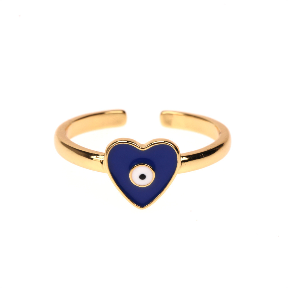 Ornament Devil's Eye Copper Drop Oil Women's Ring Cross-border New Arrival European And American Internet Hot Love Heart Hipster Fashion display picture 11