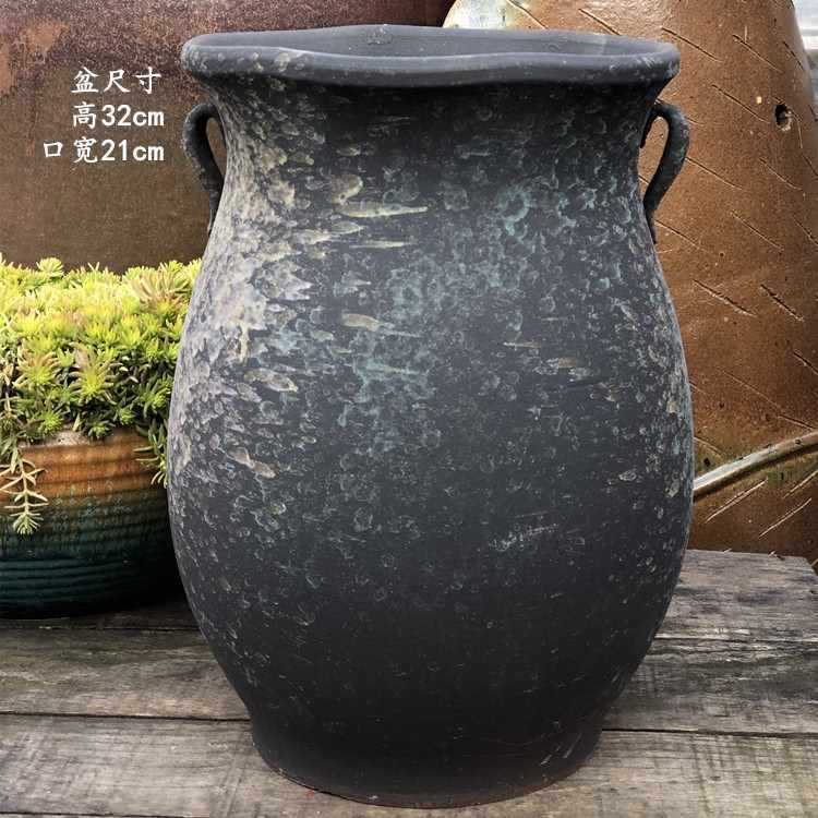 大口径グリーンダルシム多肉植物オオバコ紫大万百クリエイティブ陶器ポット粗い陶器砂土陶器ポット植木鉢大型レトロ|undefined