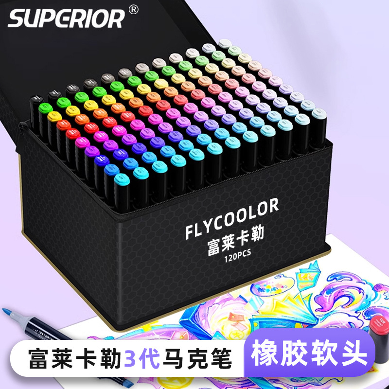 Xiupu Fule Kaler tres generaciones de rotuladores de cabeza suave alcohol aceite arte suave prueba de arte especial pluma importada