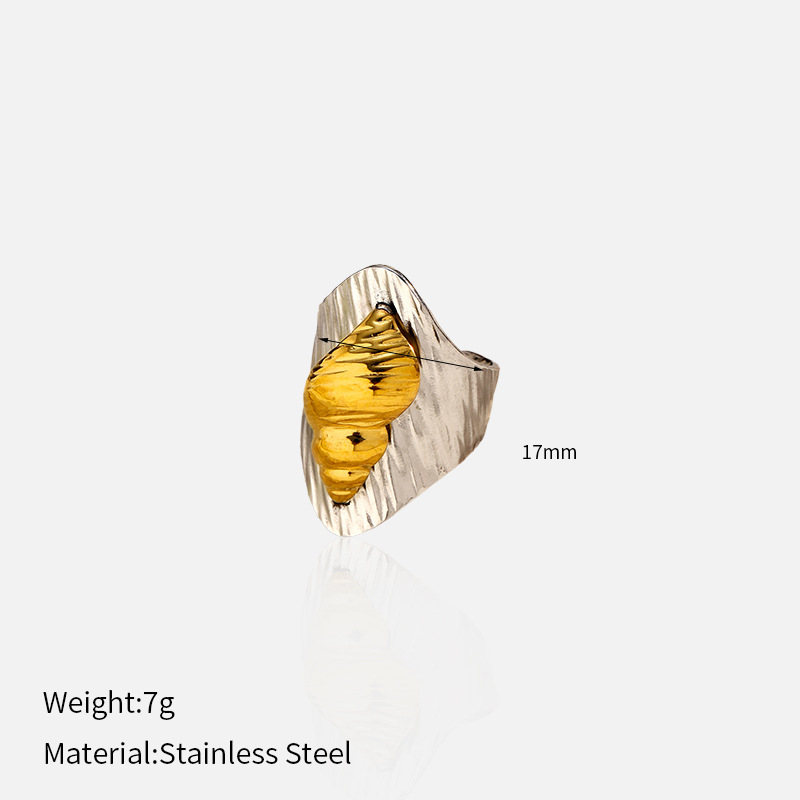 Anillo de acero inoxidable de oro de acero de dos colores, estilo de lujo ligero y estilo de estilo, anillo de acero de titanio abierto