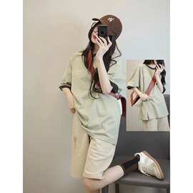 2025新款宽松韩版时尚短袖短裤显瘦两件套潮夏季盐系运动服套装女