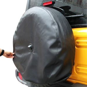 JEEP Wrangler Kamera Dəlikli Qara Ehtiyat Təkər Örtüyü, Suya Davamlı PU Dəri