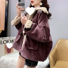 羊羔毛工装外套女秋冬韩版百搭宽松短款加厚保暖灯芯绒棉服ins潮