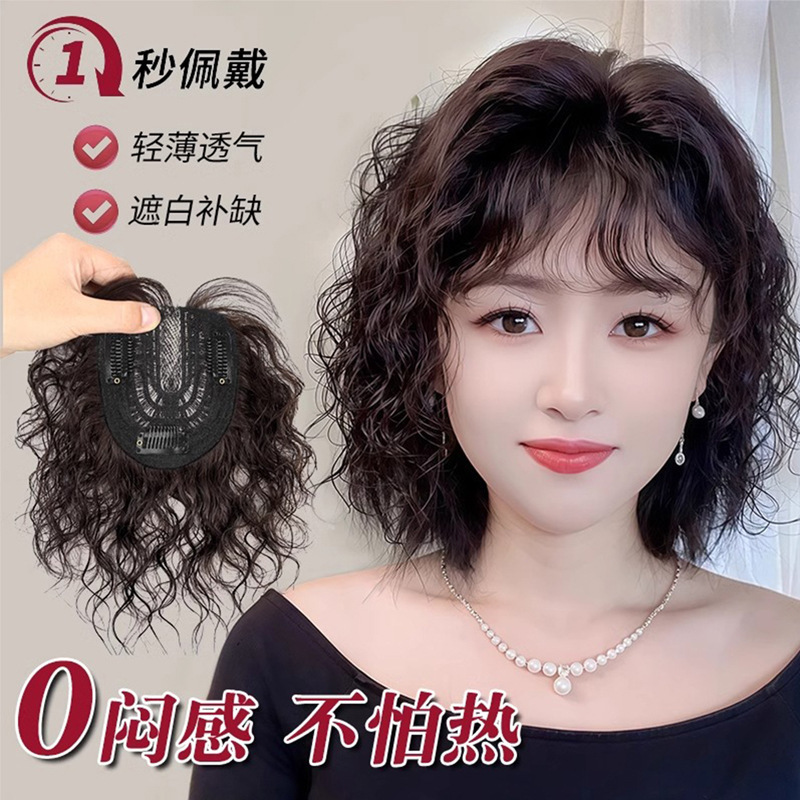 Hairpiece for Women, Hand-Woven, with Small Curls, Lightweight, Curly Hair, Conceals Gray Hair, Seamless, Voluminous Hairpiece Hairpiece for Women, Hand-Woven, with Small Curls, Lightweight, Curly Hair, Conceals Gray Hair, Seamless, Voluminous Hairpiece