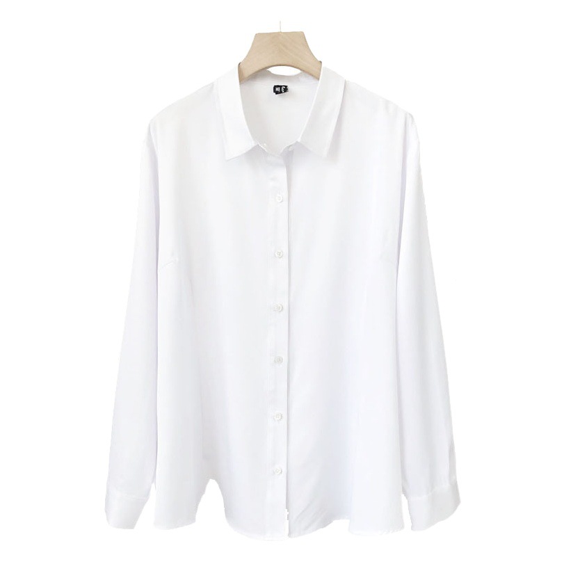 8301 Long Sleeve Cotton Shirt Women's Simple Temperament OL Professional Formal Dress Large Size Fat mm300 Jin Wearable Tooling