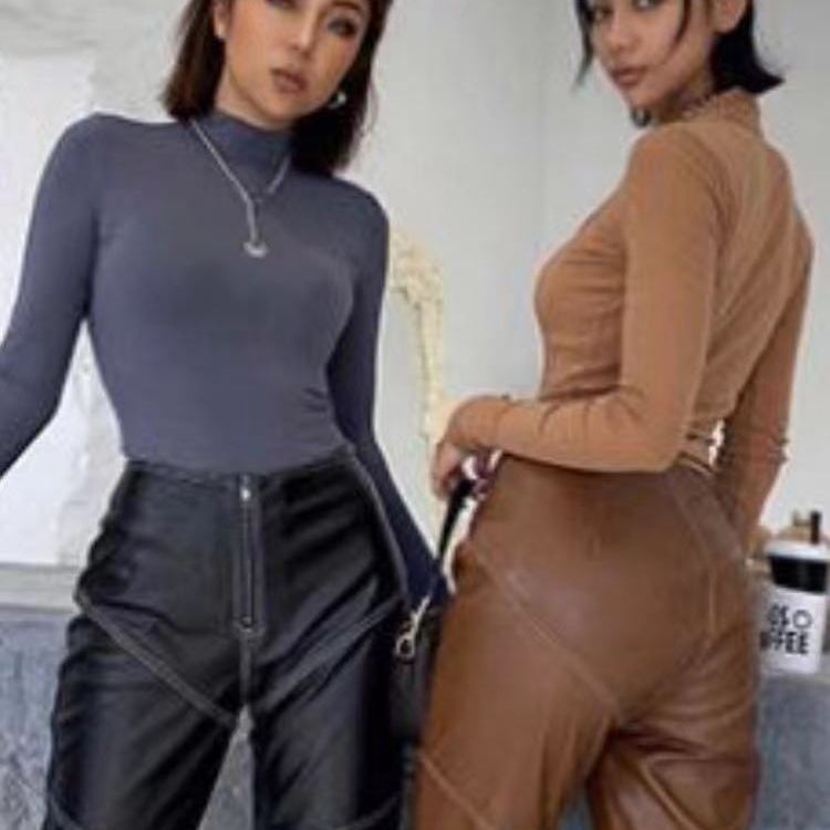 2023 AliExpress Amazon nuevo bolsillo de las mujeres pantalones de cuero rectos pantalones casuales a rayas retro pantalones INS para las mujeres image 4