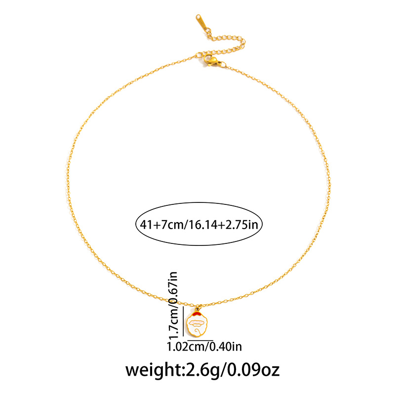 6g Weight 0.03µm Gold Plating Thickness Electroplated Gold Plating Process Golden Plated Plating Material 201 Stainless Steel Pendant Material Pendant Necklace Classification 201 Stainless Steel Chain Material cable chain Chain Type 1 Piece Quantity Holiday, Daily Occasion 201 Stainless Steel Material Santa Claus, Christmas Socks Pattern Women's Gender Cute Style Plating Craft Fashionable Stainless Steel Christmas Cartoon Deer Necklace Creative Design Lockbone Chain Luxury Style Titanium Jewelry For Women 12