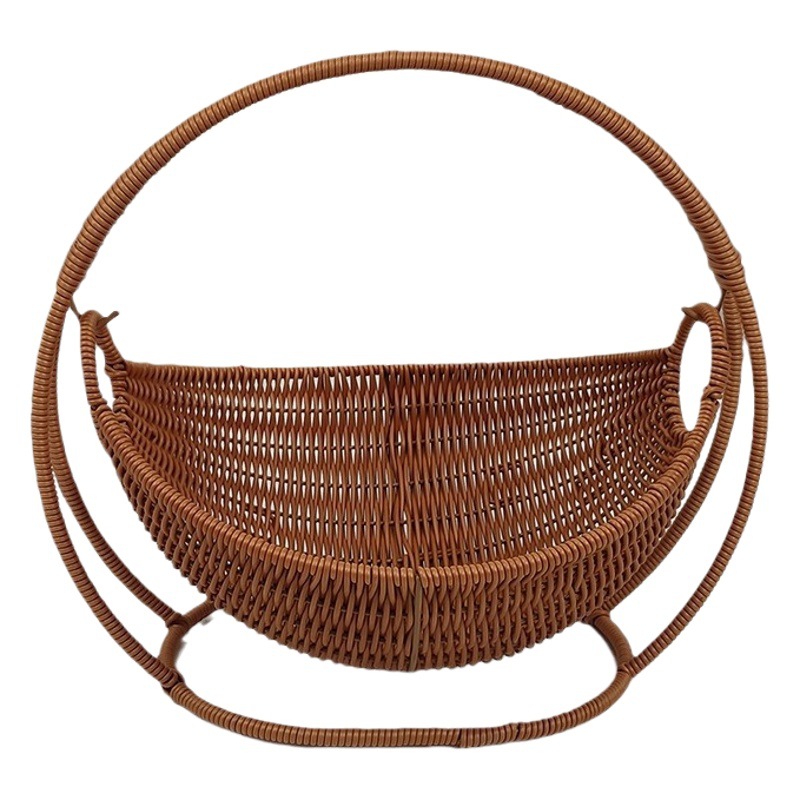 Cuna creativa cesta de frutas almacenamiento Placa de fruta seca imitación ratán cesta tejida hogar merienda plato caramelo tarde té bandeja cesta