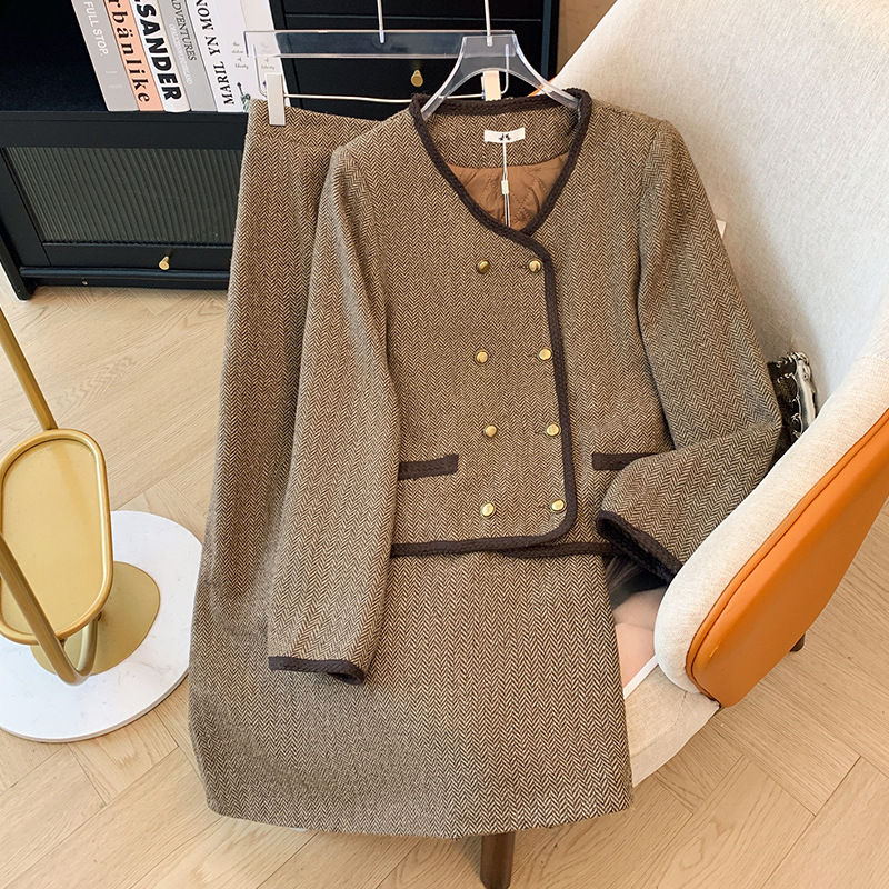  冬  2XL-6XL 大きいサイズ ジャケット スカート 上下セット