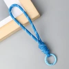 Royal blue and white single lanyard (with hanging loop)