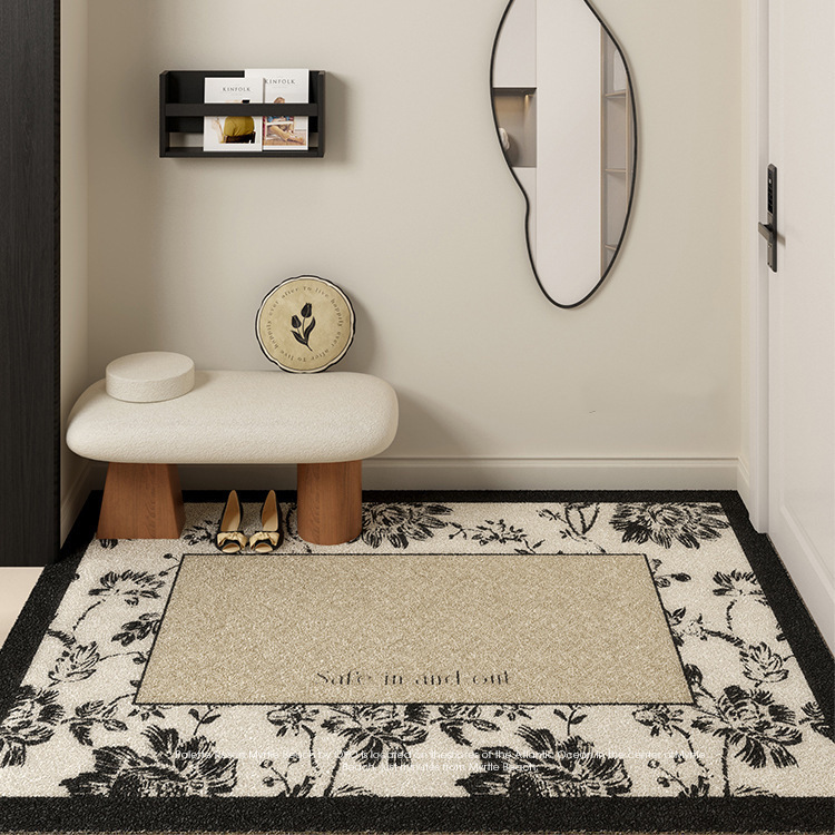 Cream style silk ring non-slip floor mat French high-grade home door mat entrance rub soil cutting mat