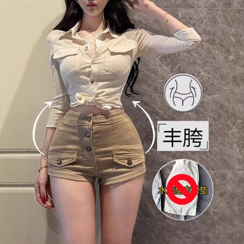 Pure Desire Hip-Enhancing Denim Shorts for Women 2026 Summer New Style Multi-Button High-Waisted Slim-Fit Bodycon Hot Pants for Women High-Waisted Pure Desire Hip-Enhancing Denim Shorts for Women 2026 Summer New Style Multi-Button High-Waisted Slim-Fit Bodycon Hot Pants for Women High-Waisted