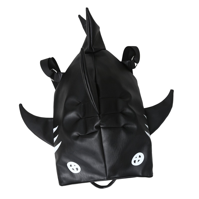 Cartoon animal PU ins style small shark middle high school students, solid color fun backpack for men and women_voghion.com