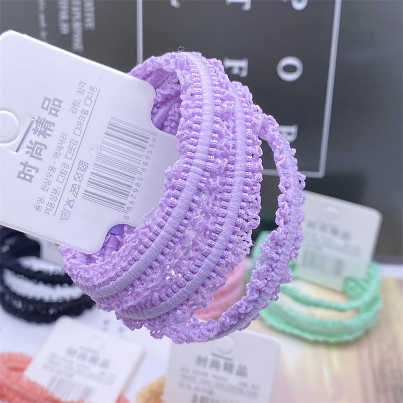 Estilo coreano simple accesorios para el cabello cuerda de pelo de encaje básico exquisita cuerda de pelo plano banda de goma 2 yuanes tienda de banda de pelo para las mujeres