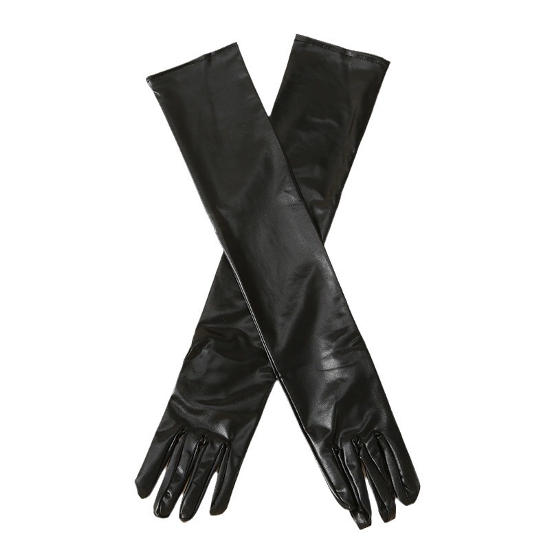 Guantes Largos de Charol para Mujer, 50 cm, Sexys, Elásticos, para Disfraces de Ópera, Cosplay, Color Oscuro