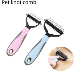 Pet grooming comb for detangling and removing loose hair, suitable for cross-border best-selling dog breeds like Poodle and Golden Retriever, featuring a de-matting comb and dehairing brush for cats and Teddy dogs.
