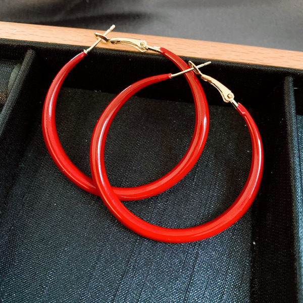 Red geometric fashionable retro earrings