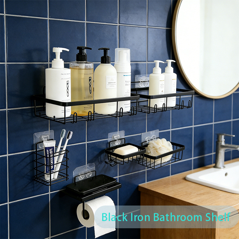 Rack de almacenamiento de inodoro jabón artículos de higiene rack de baño sin perforación tipo pared rack de almacenamiento de baño transfronterizo